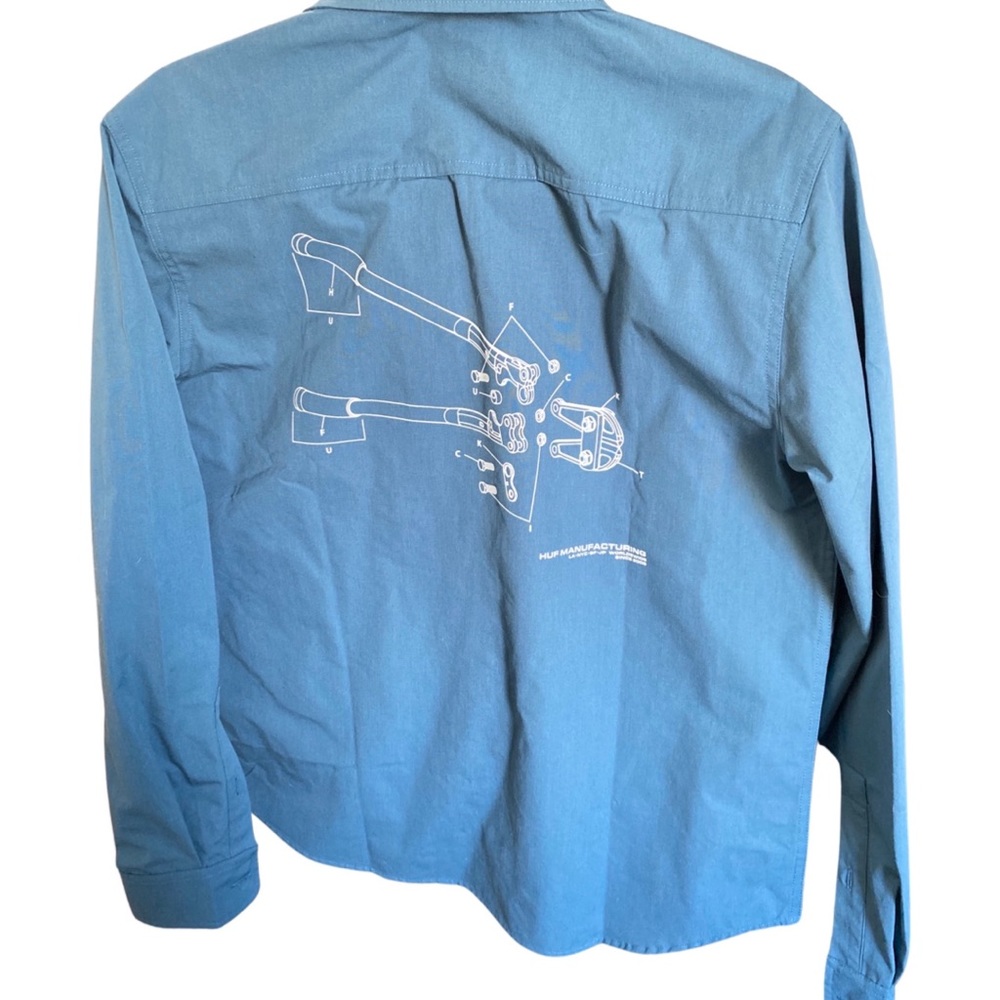 HUF Porter Long Sleeve Work Shirt Blue Teal